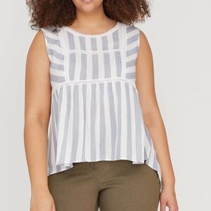 Lane Bryant Blue White Striped Babydoll Tank 18‎